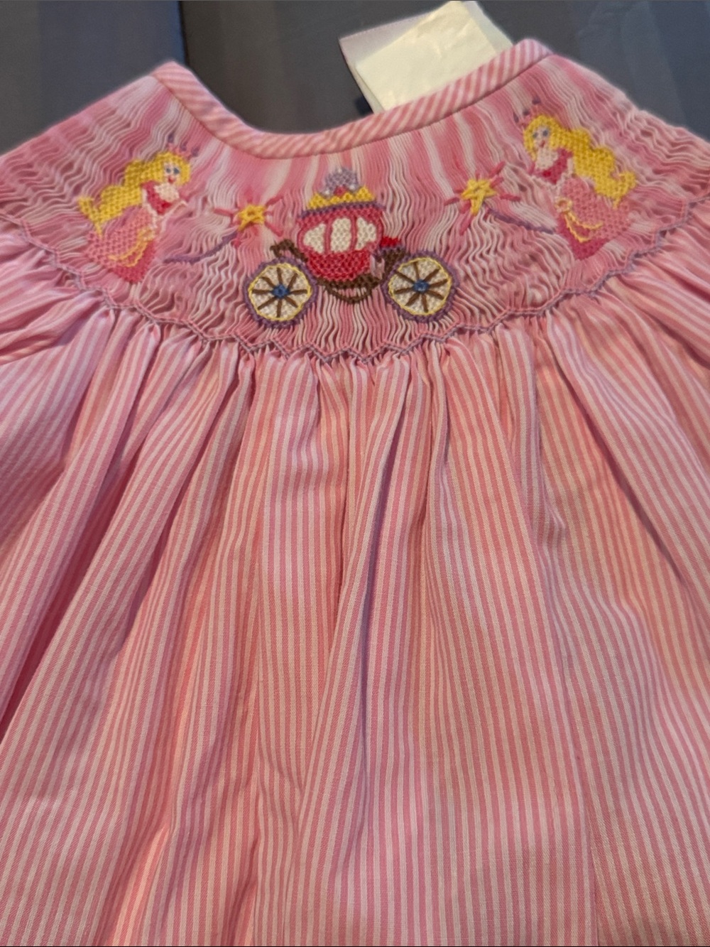 Pink Smocked Princess Carriage Dress for Kids